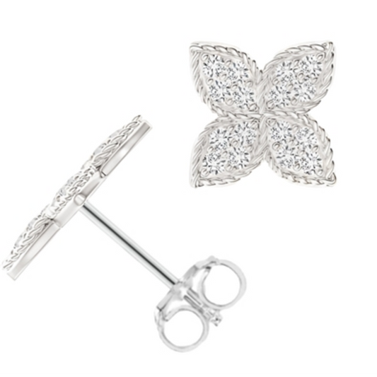 STERLING SILVER CRYSTAL EARRINGS, SILVER, 8MM