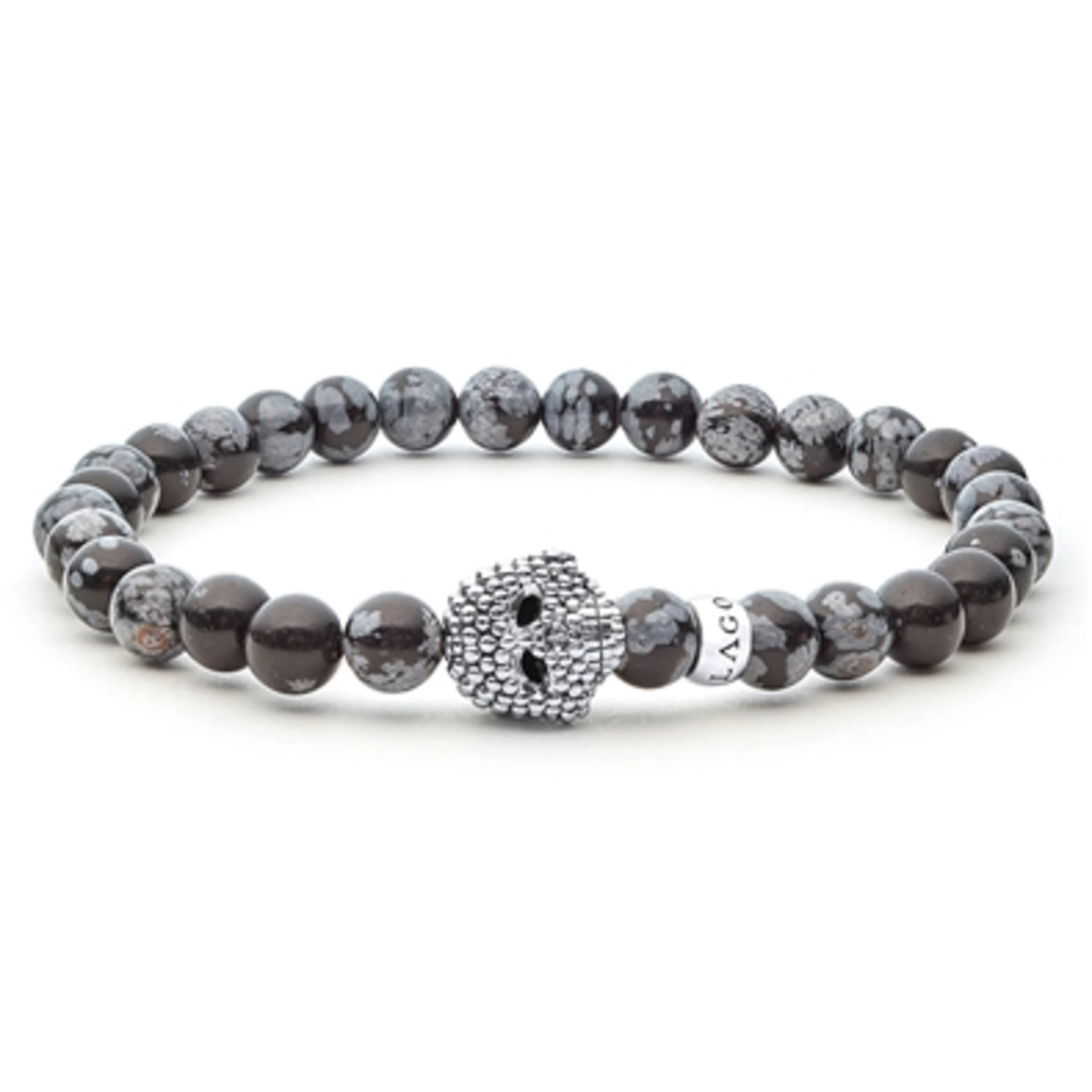 UNISEX SNOWFLAKE OBSIDIAN SKULL BRACELET
