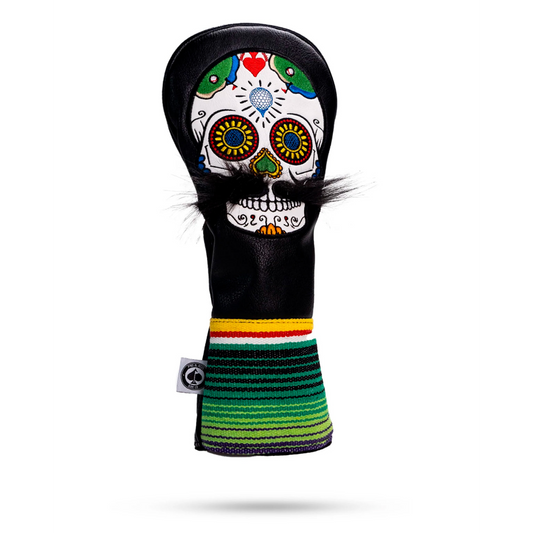 MUSTACHE SUGAR SKULL - DRIVER COVER BLACK