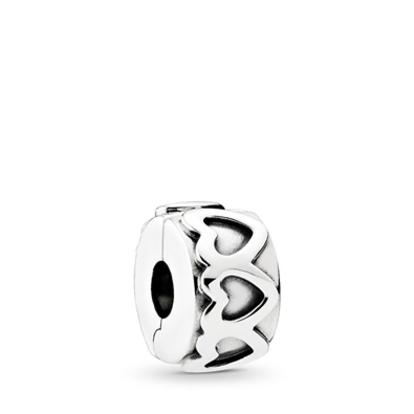 ROW OF HEARTS CLIP, STERLING SILVER