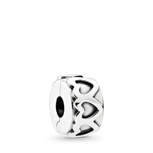 ROW OF HEARTS CLIP, STERLING SILVER