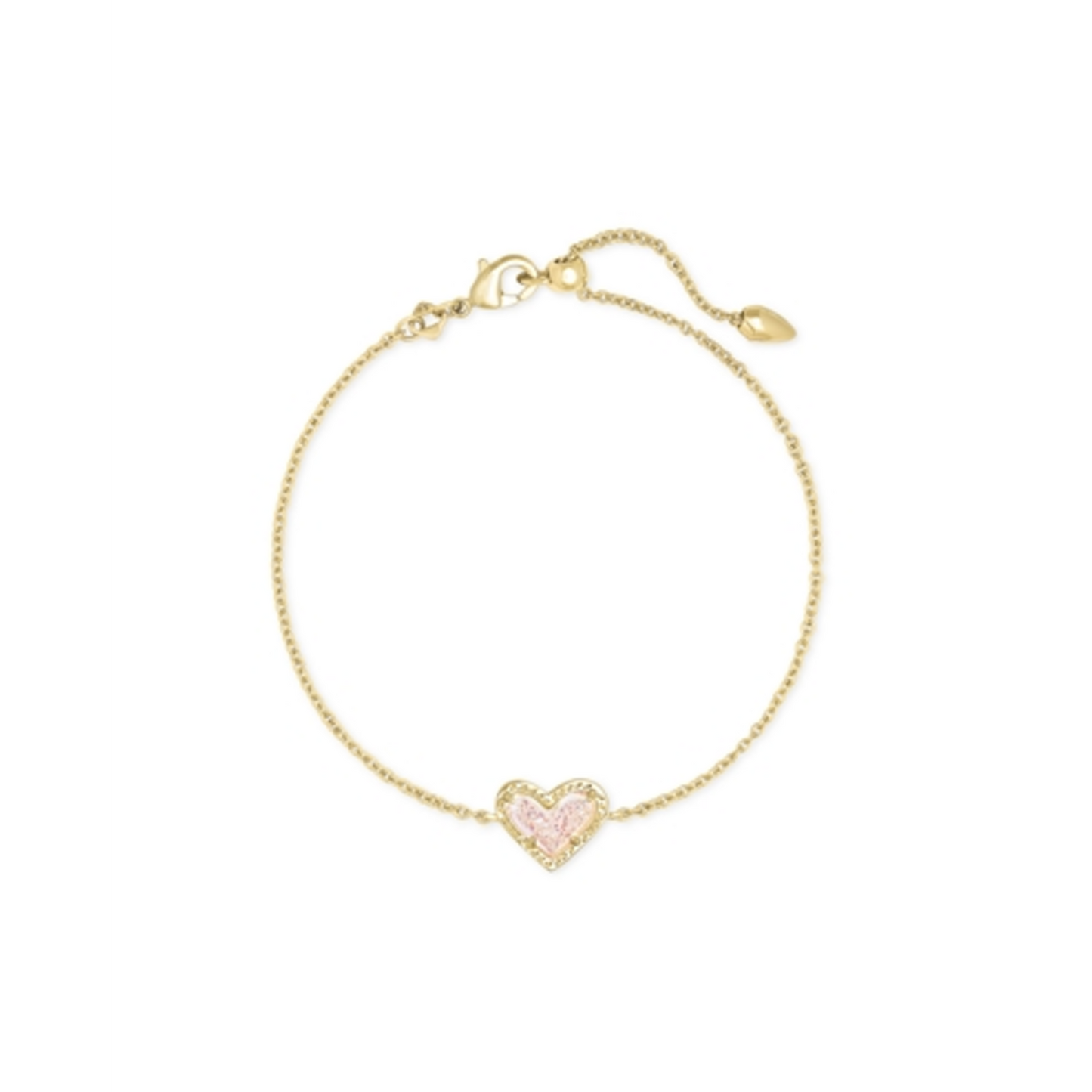 ARI HEART DELICATE CHAIN BRACELET, GOLD IRIDESCENT DRUSY