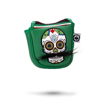 MUSTACHE SUGAR SKULL - MALLET PUTTER COVER GREEN