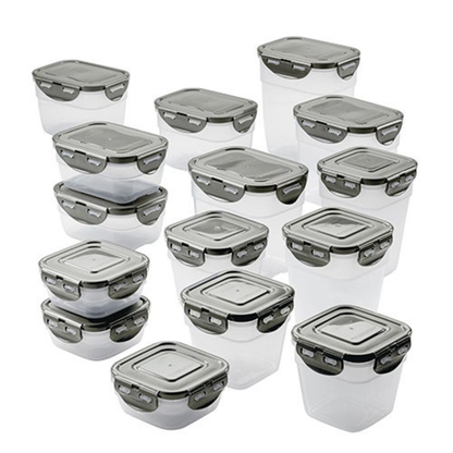 30PC LEAKPROOF STACKING CONTAINER FOOD STORAGE SET GRAY