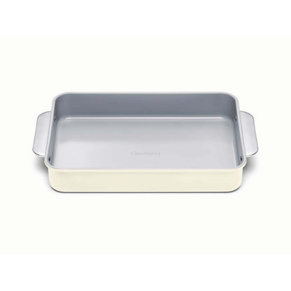 NONSTICK CERAMIC RECTANGLE PAN W/ HANDLES CREAM