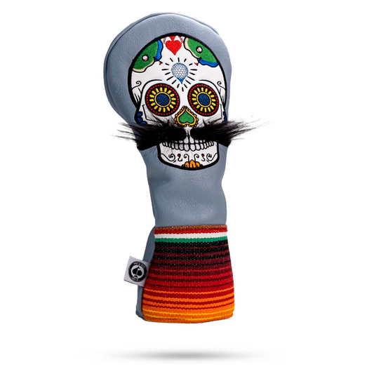 MUSTACHE SUGAR SKULL - DRIVER COVER GRAY