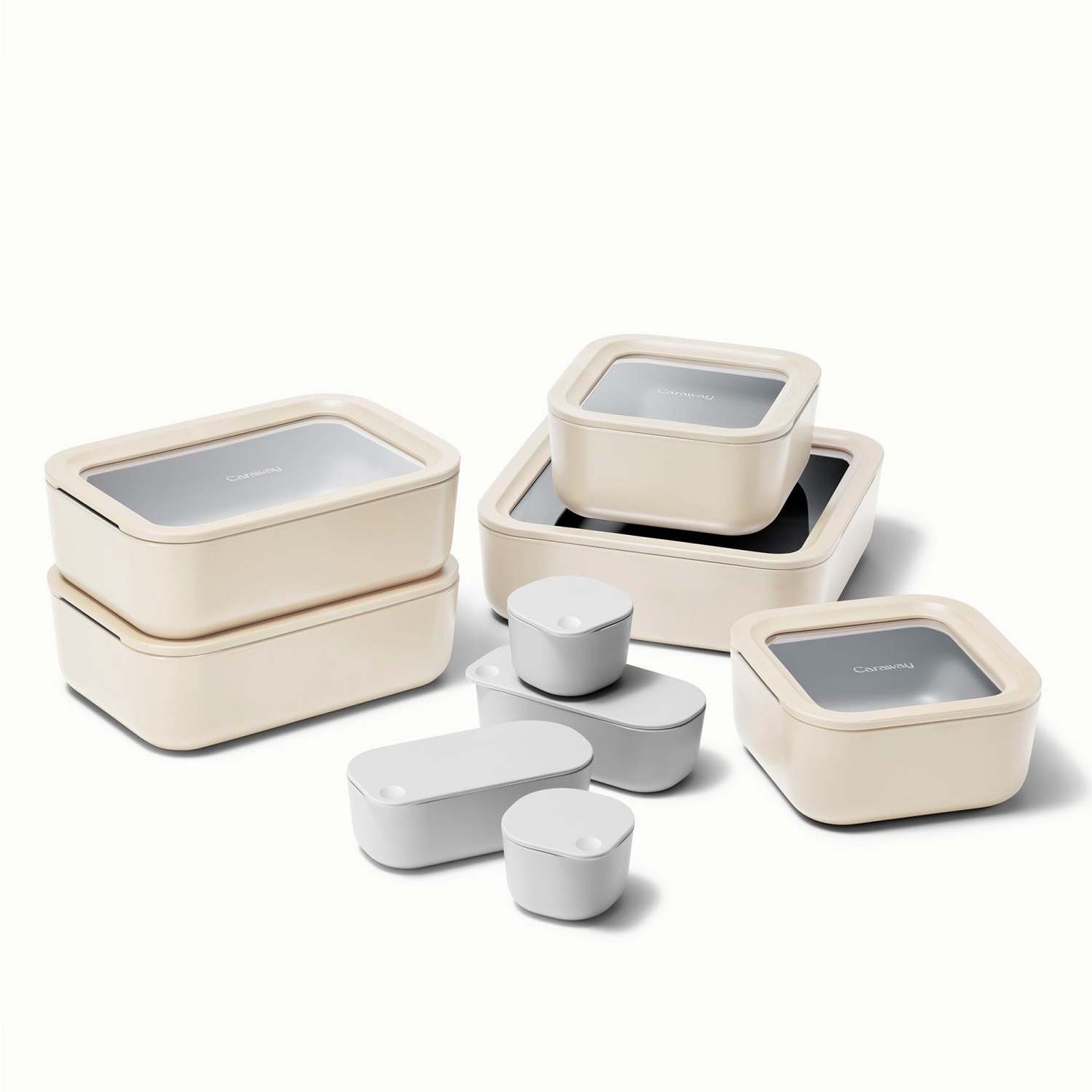 14PC GLASS FOOD STORAGE SET CREAM