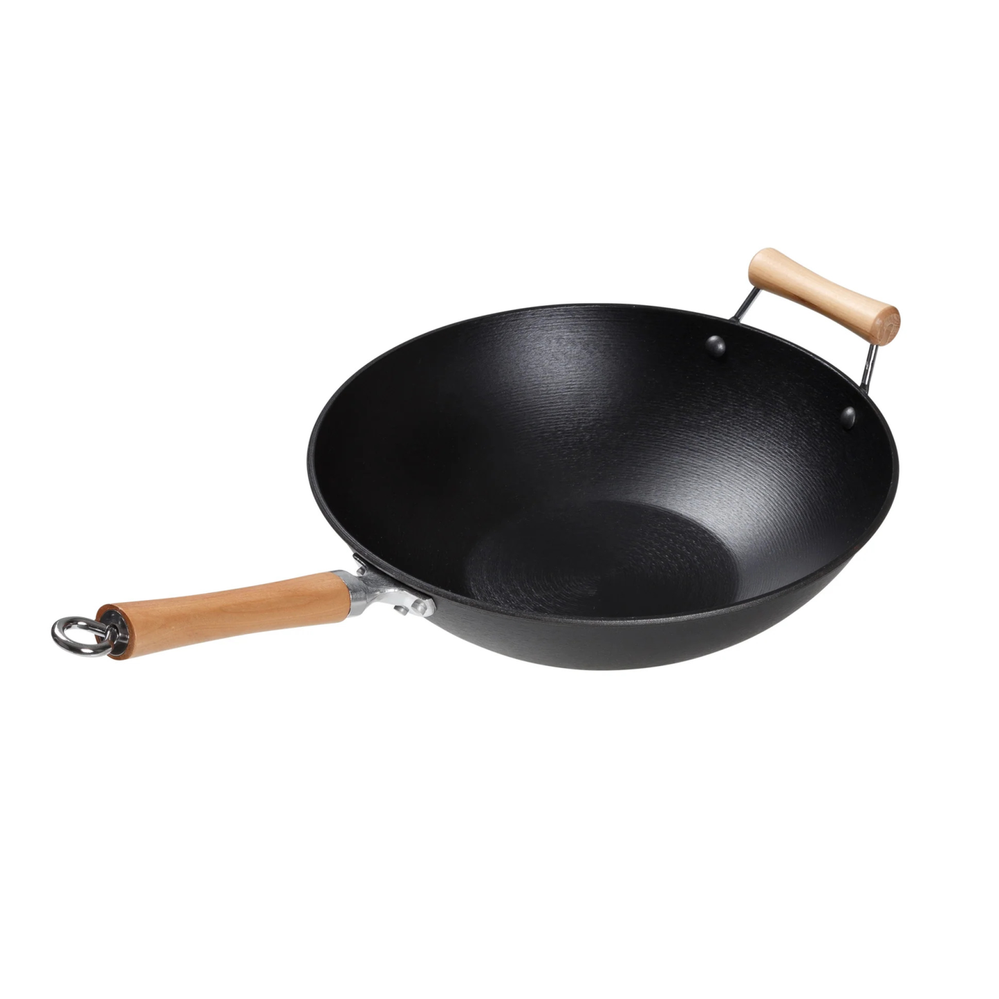 JOYCE CHEN PROFESSIONAL SERIES 14-INCH CAST IRON FLAT BOTTOM WOK WITH MAPLE HANDLE