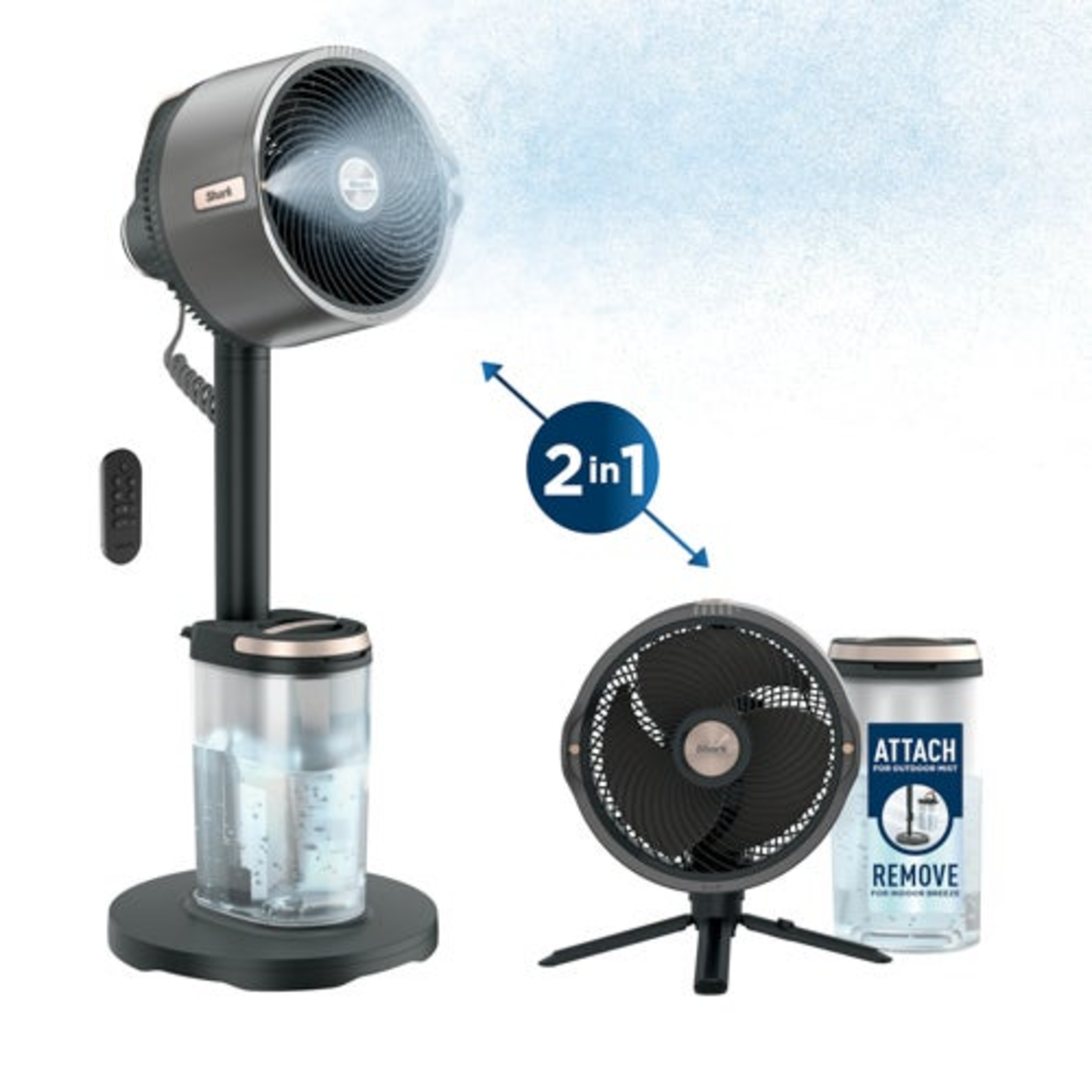 FLEXBREEZE PRO MIST INDOOR & OUTDOOR PEDESTAL & TABLE FAN W/ WATER TANK