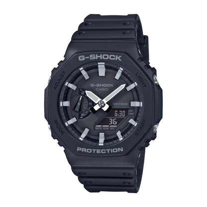 MENS 2100 G-SHOCK OCTAGON ANA-DIGI BLACK RESIN WATCH BLACK DIAL
