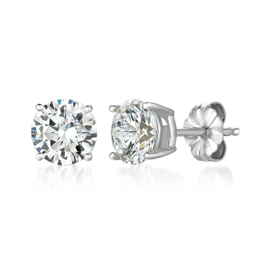 CRISLU SOLITAIRE BRILLIANT STUD EARRINGS FINISHED IN PURE PLATINUM