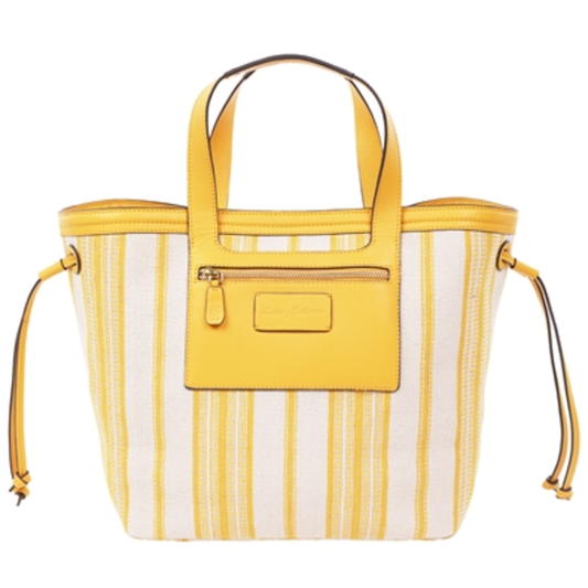 CANVAS STRIPE LARGE TOTE, YELLOW