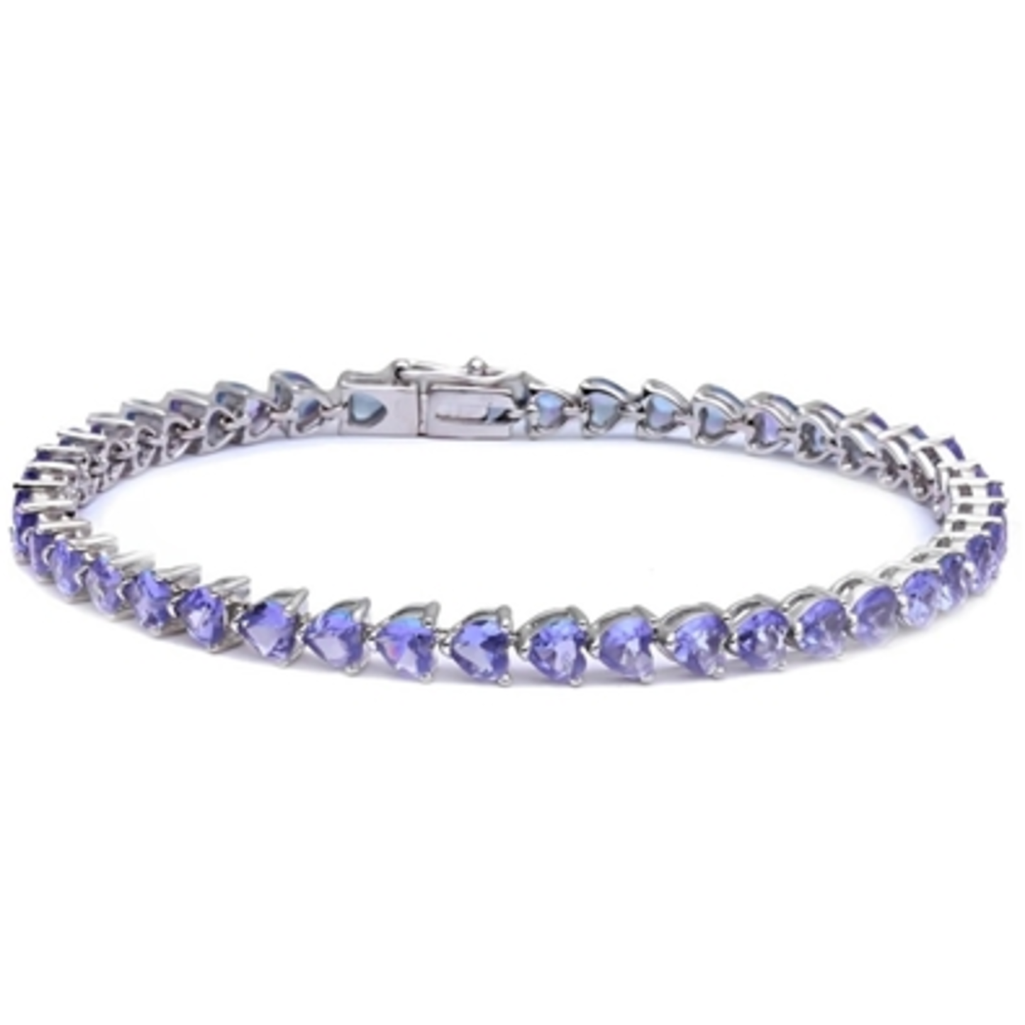 HEART CUT TENNIS BRACELET, BLUE, 8"