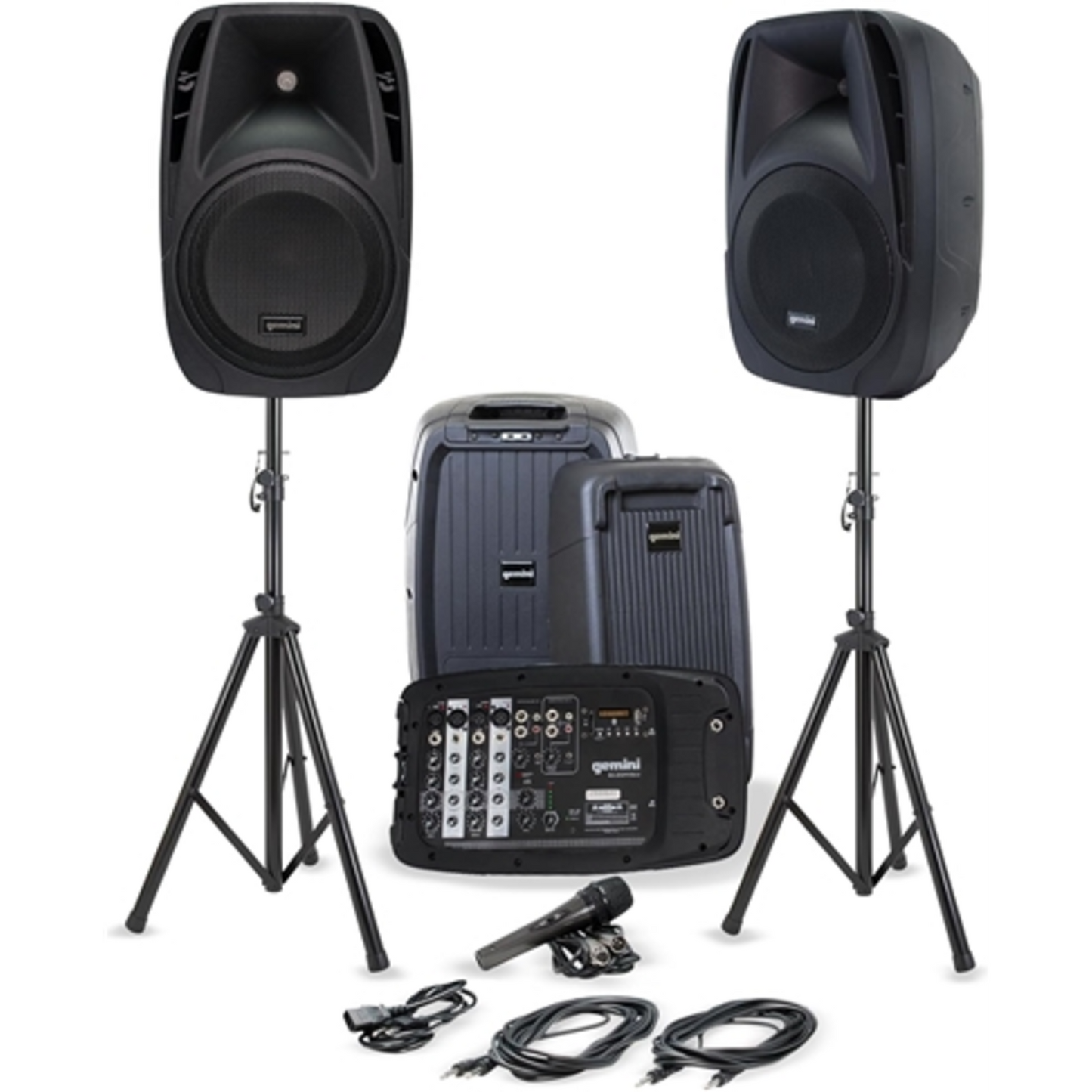 PROFESSIONAL PA SYSTEM, STANDS, BLACK