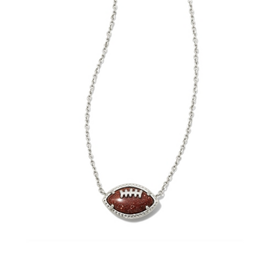 FOOTBALL SHORT PENDANT NECKLACE, SILVER ORANGE GOLDSTONE