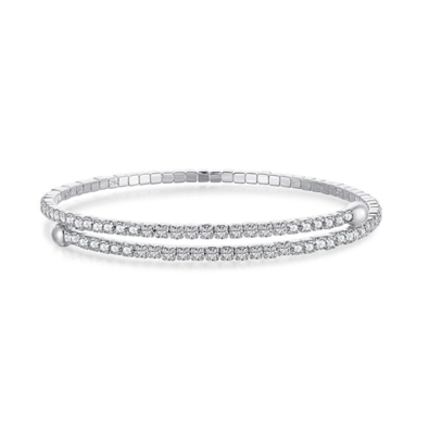 WRAP AROUND TENNIS BRACELET, SILVER, 9"