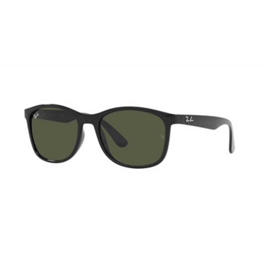 0RB4374 UNISEX NON-POLARIZED SUNGLASSES, BLACK FRAME/GREEN LENS, 56
