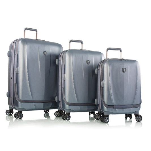 HEYS VANTAGE SMART ACCESS 100% PC 3PC LUGGAGE SET  - SLATE BLUE