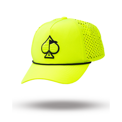 PERFORATED ROPE HAT - HIGHLIGHTER YELLOW