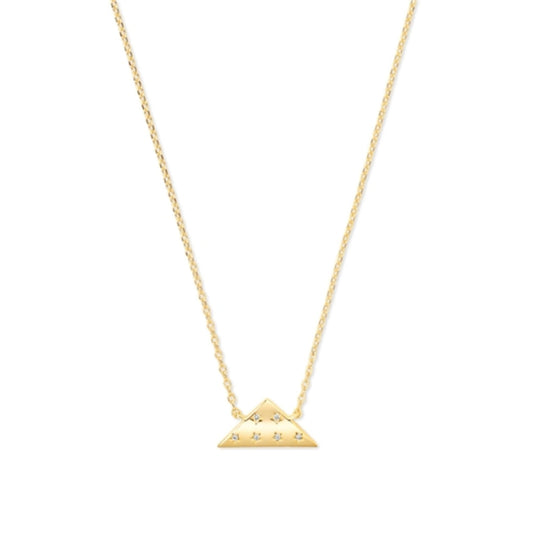 FOLDS OF HONOR PENDANT NECKLACE, GOLD WHITE CZ