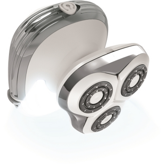 LADIES' ROTARY SHAVER W/ LED LIGHT, WHITE AND SILVER