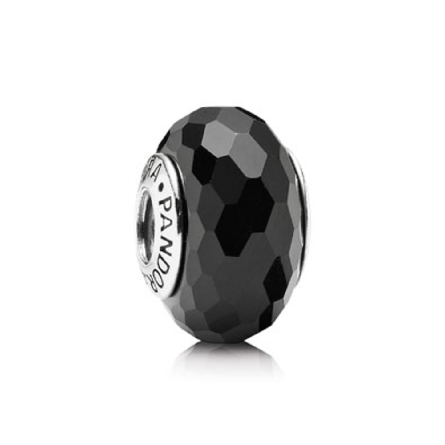 BLACK FACETED MURANO GLASS CHARM