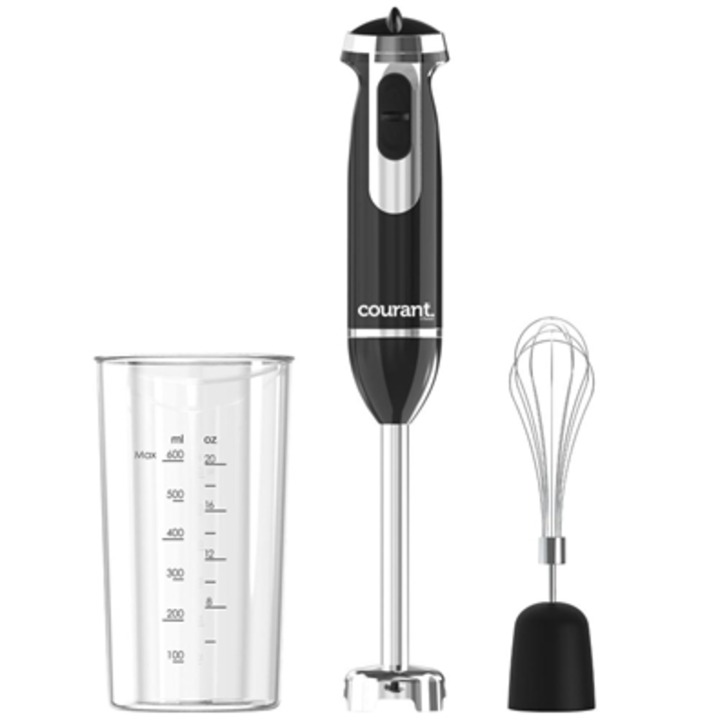 COURANT 350W HAND BLENDER W/ WHISK, STAINLESS STEEL LEG (BLACK)