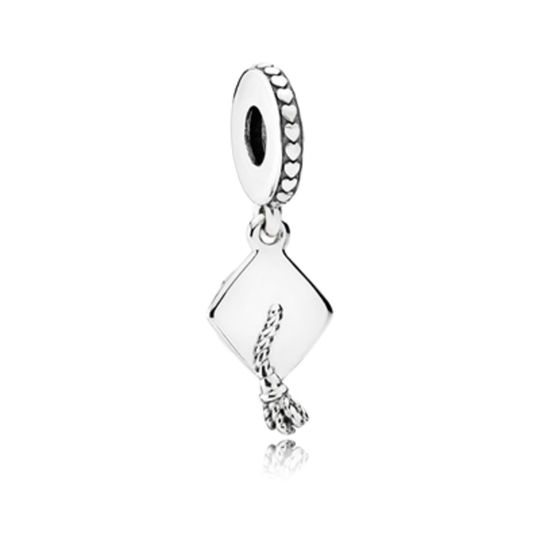 GRADUATION HAT DANGLE CHARM, STERLING SILVER