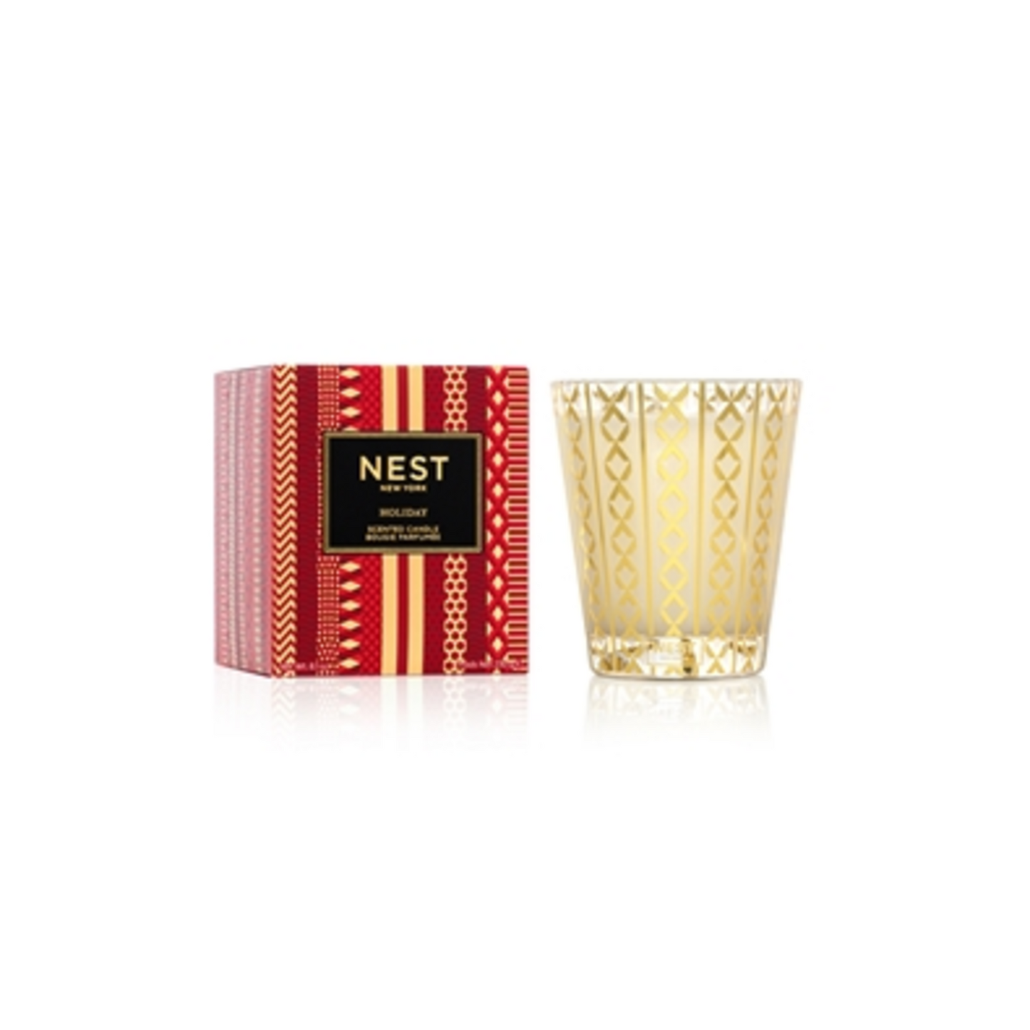 CLASSIC CANDLE HOLIDAY SCENT, GOLD/WHITE