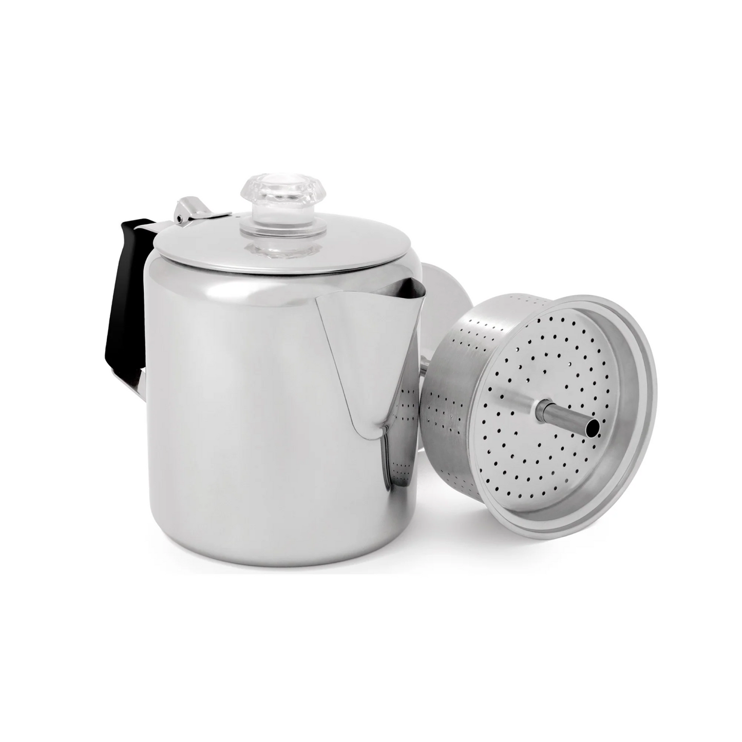 GSI OUTDOORS GLACIER STAINLESS 6CUP PERCULATOR WITH SILICONE HANDLE