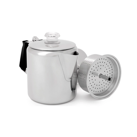 GSI OUTDOORS GLACIER STAINLESS 6CUP PERCULATOR WITH SILICONE HANDLE