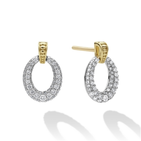 OVAL DROP DIAMOND EARRING, 8MM