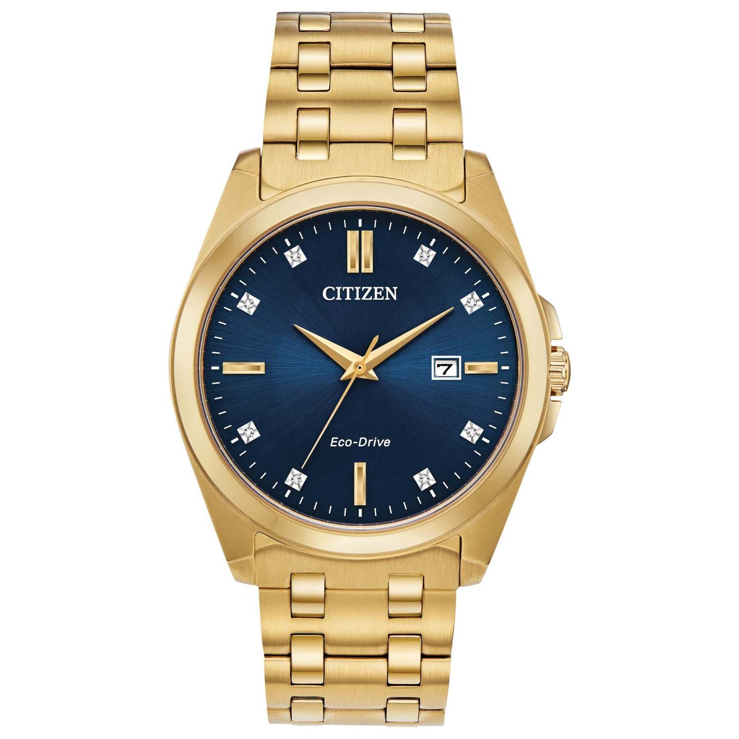 MEN'S PEYTEN ECO-DRIVE GOLD-TONE STAINLESS STEEL WATCH, BLUE DIAL
