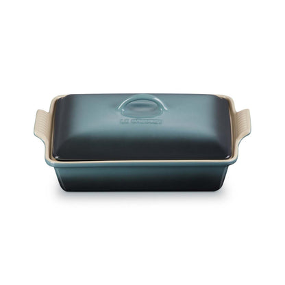 4QT HERITAGE STONEWARE COVERED RECTANGULAR CASSEROLE OCEAN