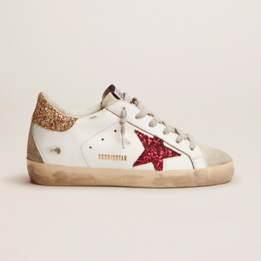 WOMEN'S SUPER STAR GLITTER RED SNEAKER COLOR: GLITTER RED STAR SIZE 7