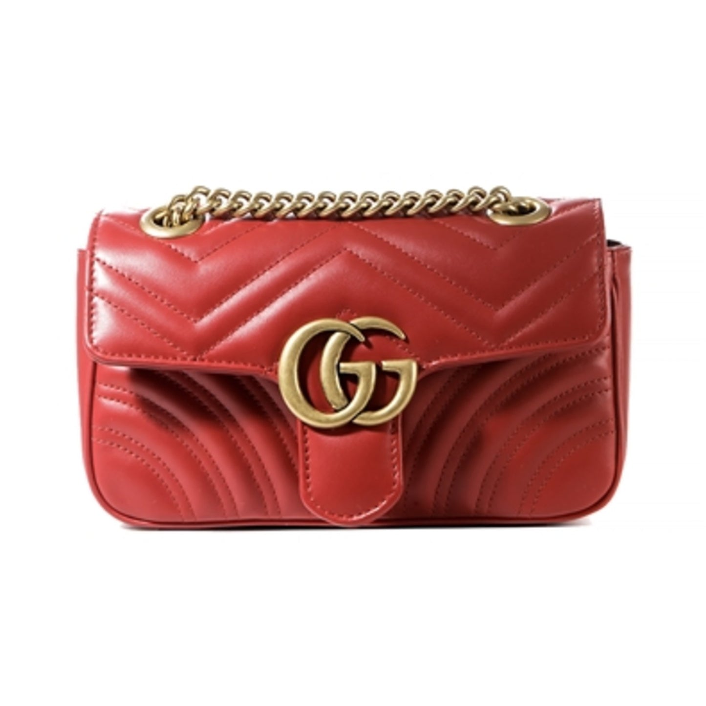 GG MARMONT SUPER MINI MATELASSÉ BAG, HIBISCUS RED
