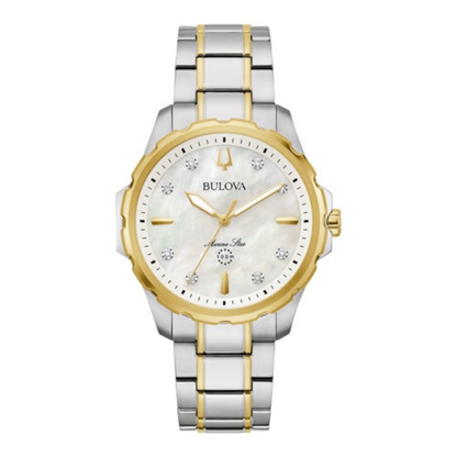LADIES' MARINE STAR GOLD & SILVER-TONE STAINLESS STEEL WATCH, MOP DIAL