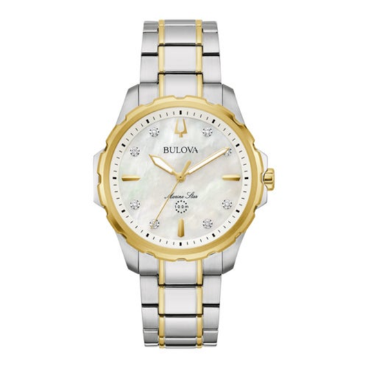 LADIES' MARINE STAR GOLD & SILVER-TONE STAINLESS STEEL WATCH, MOP DIAL