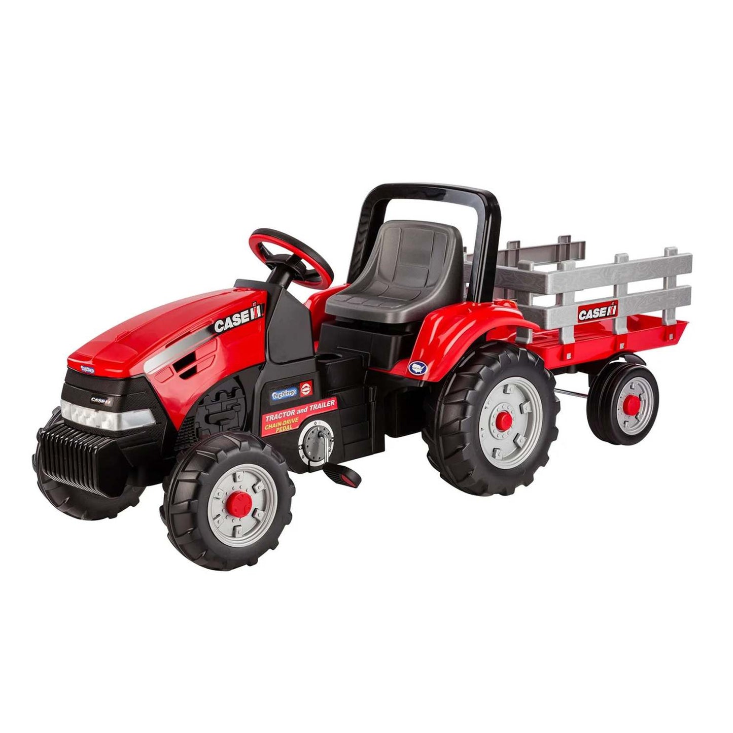 CASE IH TRACTOR AND TRAILER PEDAL POWERED RIDE-ON RED