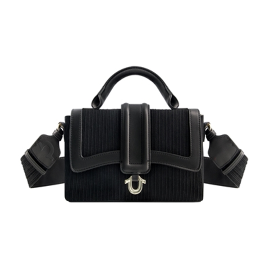 CORDOROY MINI SATCHEL, BLACK, 6.5X9X3.5