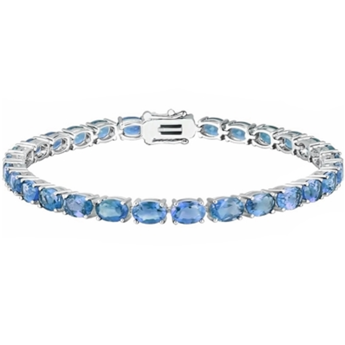 OVAL CUT CREATED TOPAZ TENNIS BRACELET, BLUE, 8"