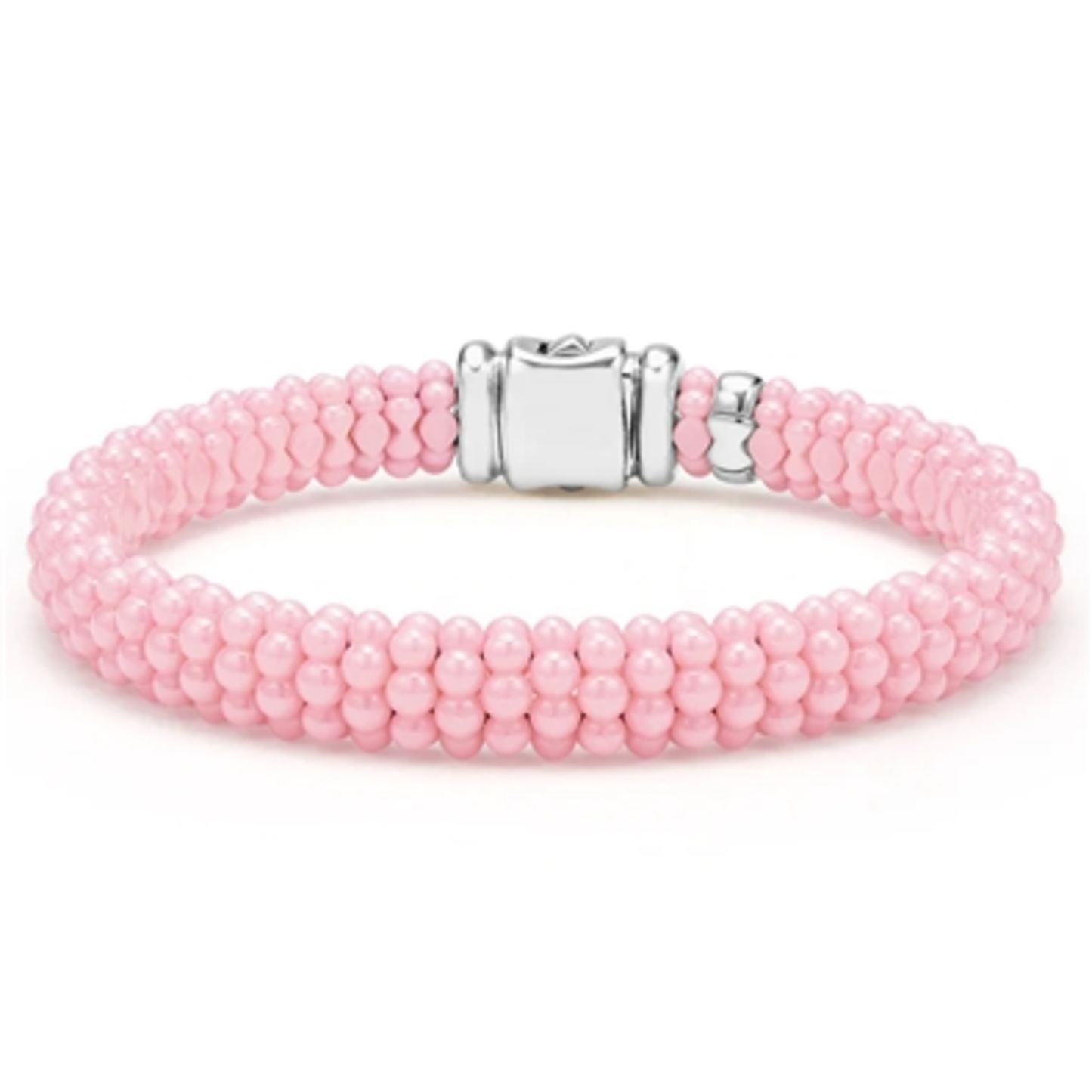 CERAMIC BEADED BRACELET, PINK, 6.25"-6.75"