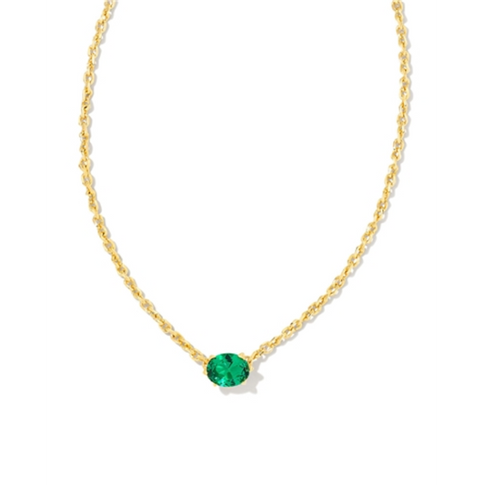 CAILIN GOLD PENDANT NECKLACE, GREEN CRYSTAL