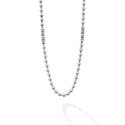 MEN'S SILVER STATION CAVIAR BEADED NECKLACE