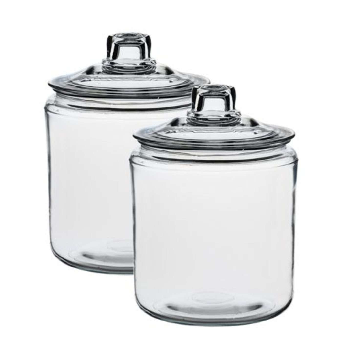 SET OF 2 HERITAGE HILL 1/2 GALLON GLASS JARS W/ LIDS