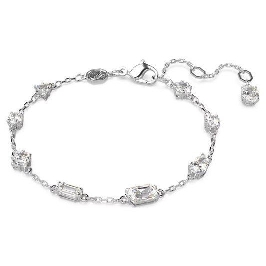 SWAROVSKI MESMERA BRACELET MIXED CUTS, SCATTERED DESIGN, WHITE, RHODIUM PLATED