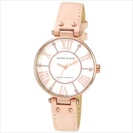 34MM LADIES PINK LEATHER STRAP WATCH