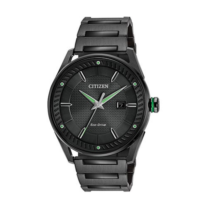 MENS ECO-DRIVE CTO BLACK ION-PLATED WATCH BLACK DIAL