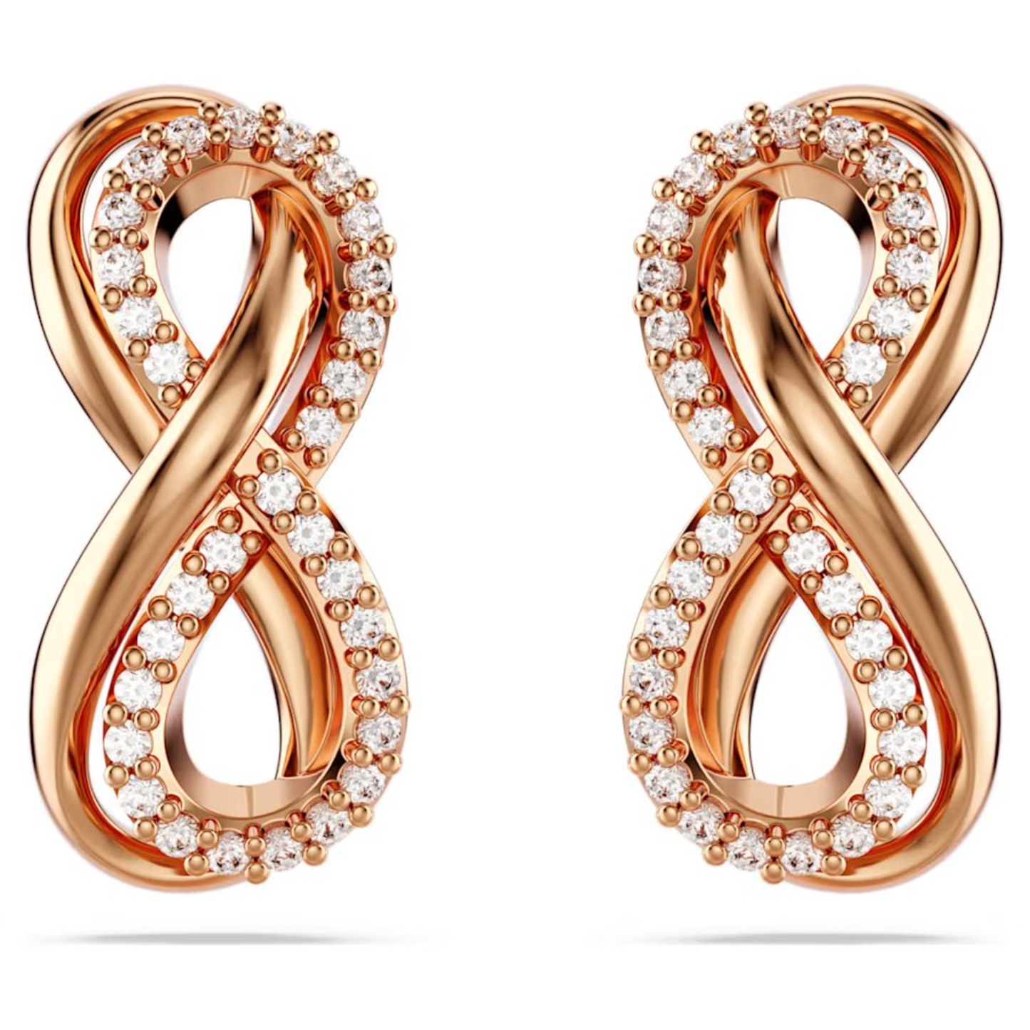 SWAROVSKI HYPERBOLA STUD EARRINGS INFINITY, WHITE, ROSE GOLD-TONE PLATED