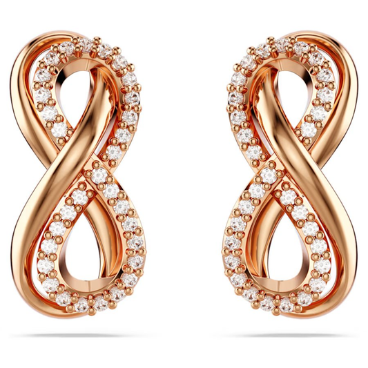 SWAROVSKI HYPERBOLA STUD EARRINGS INFINITY, WHITE, ROSE GOLD-TONE PLATED